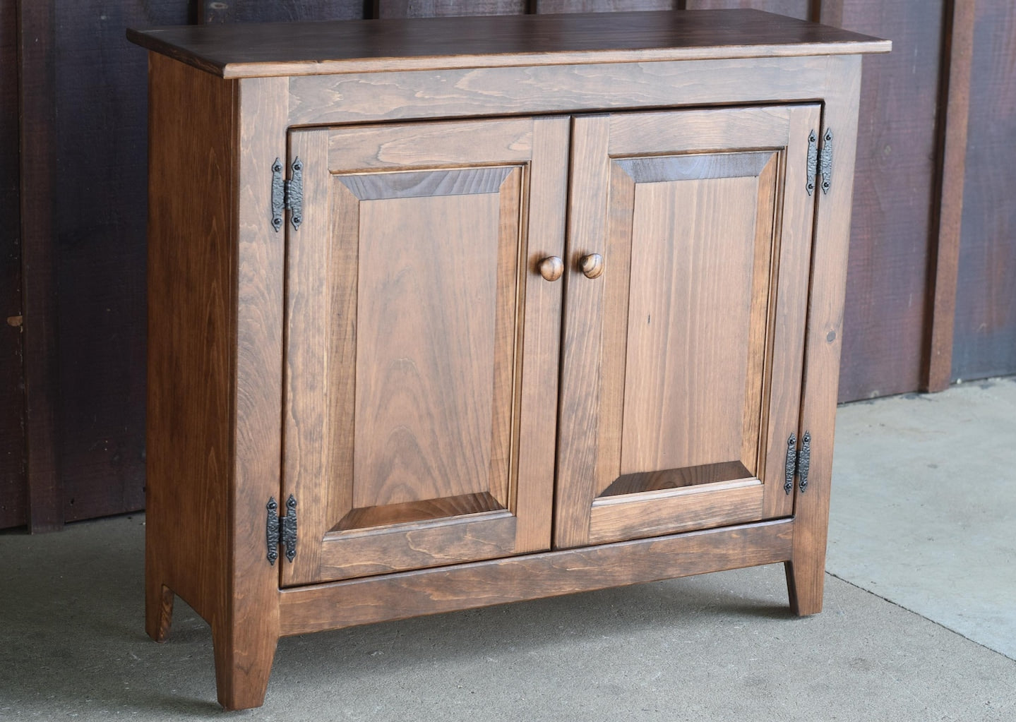 Special walnut primitive hall cabinet
