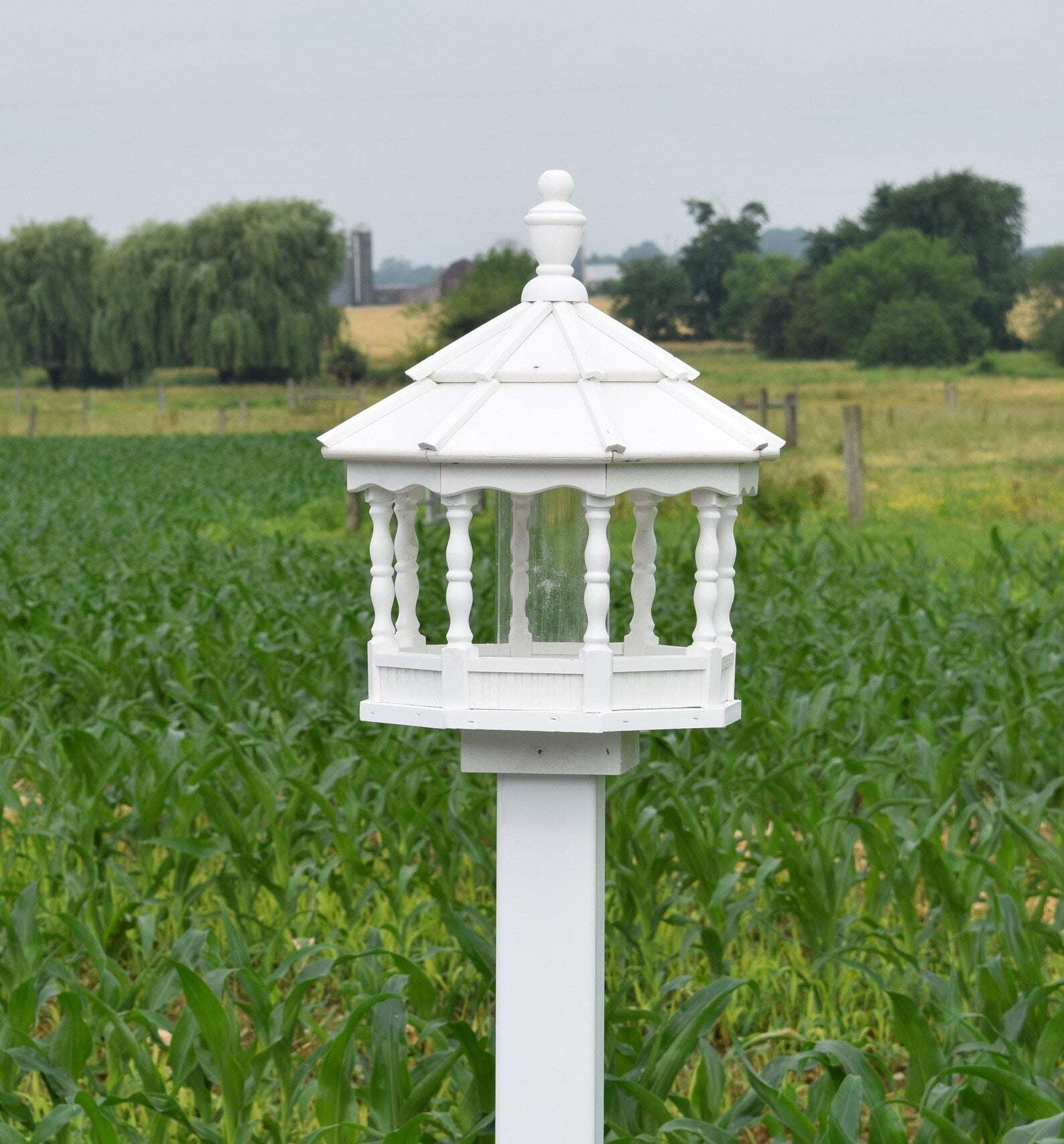 all white large poly spindle bird feeder