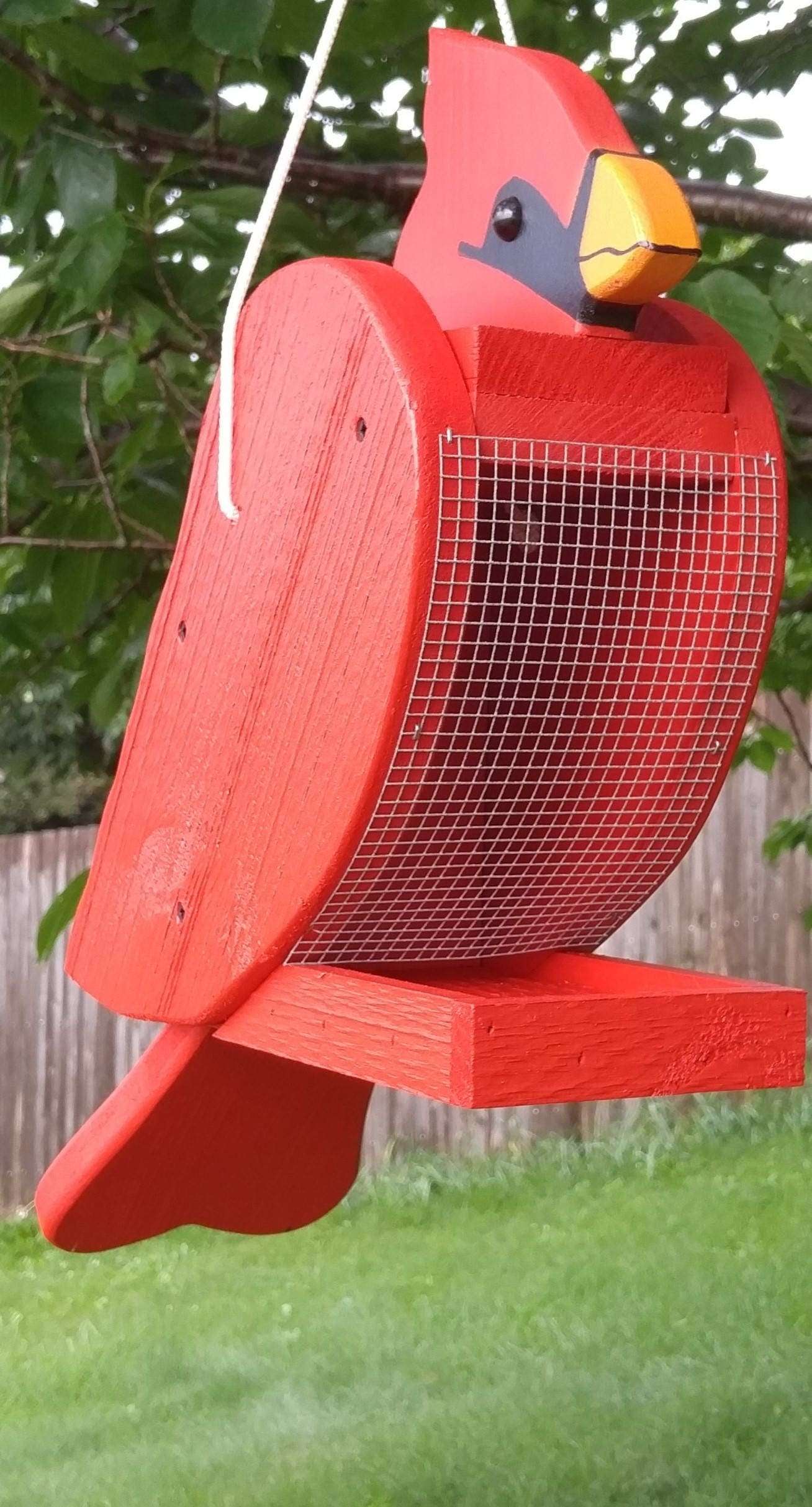 amish cardinal style bird feeder