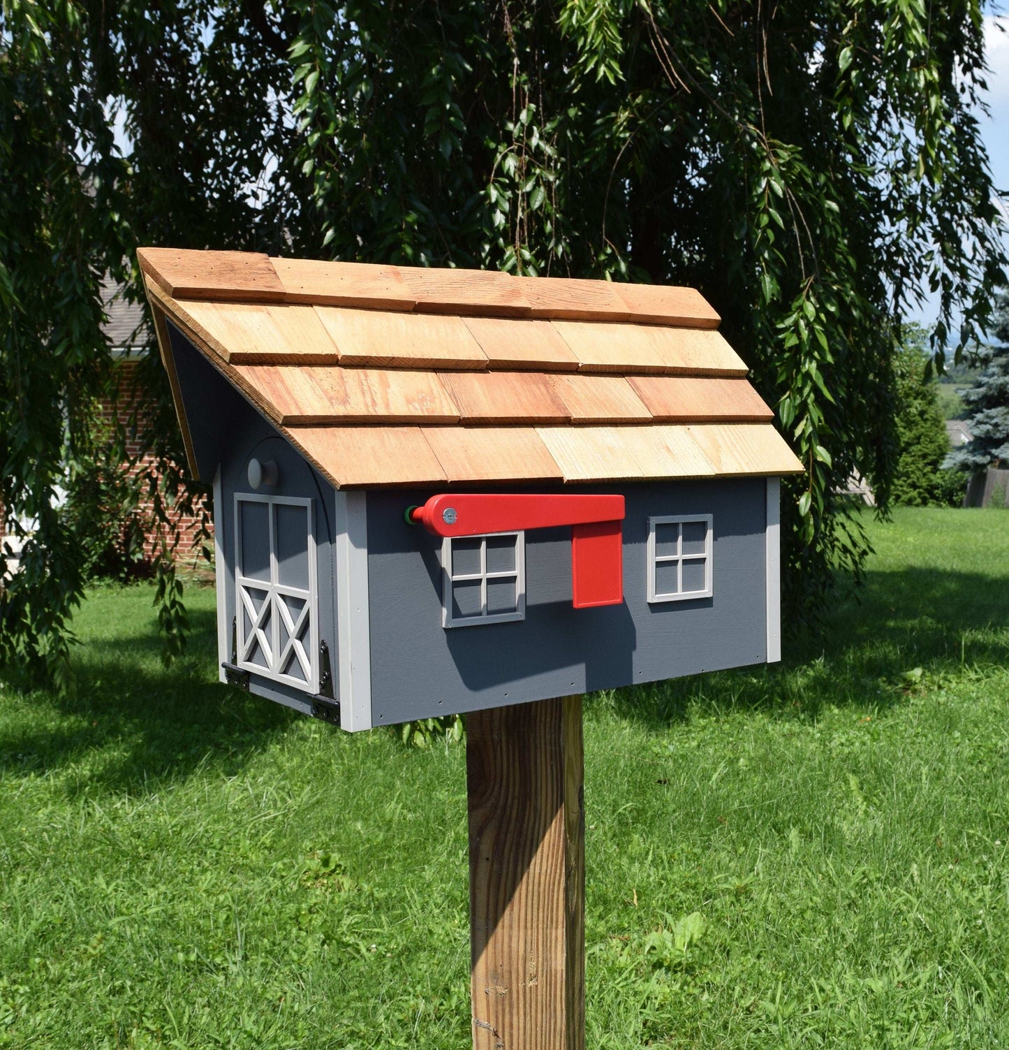 Amish Wooden House Mailbox