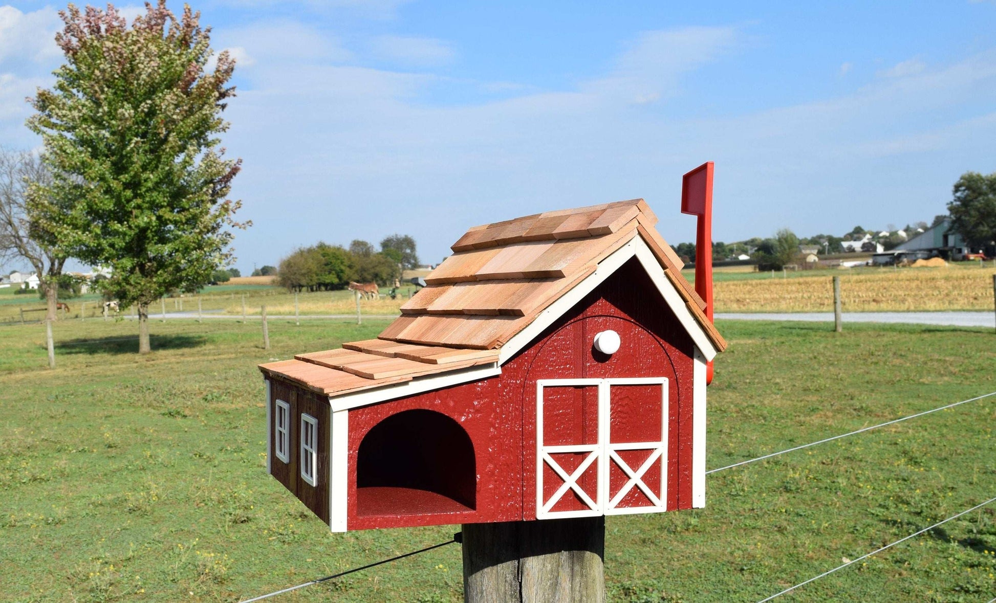 amish mailbox with newspaper slot