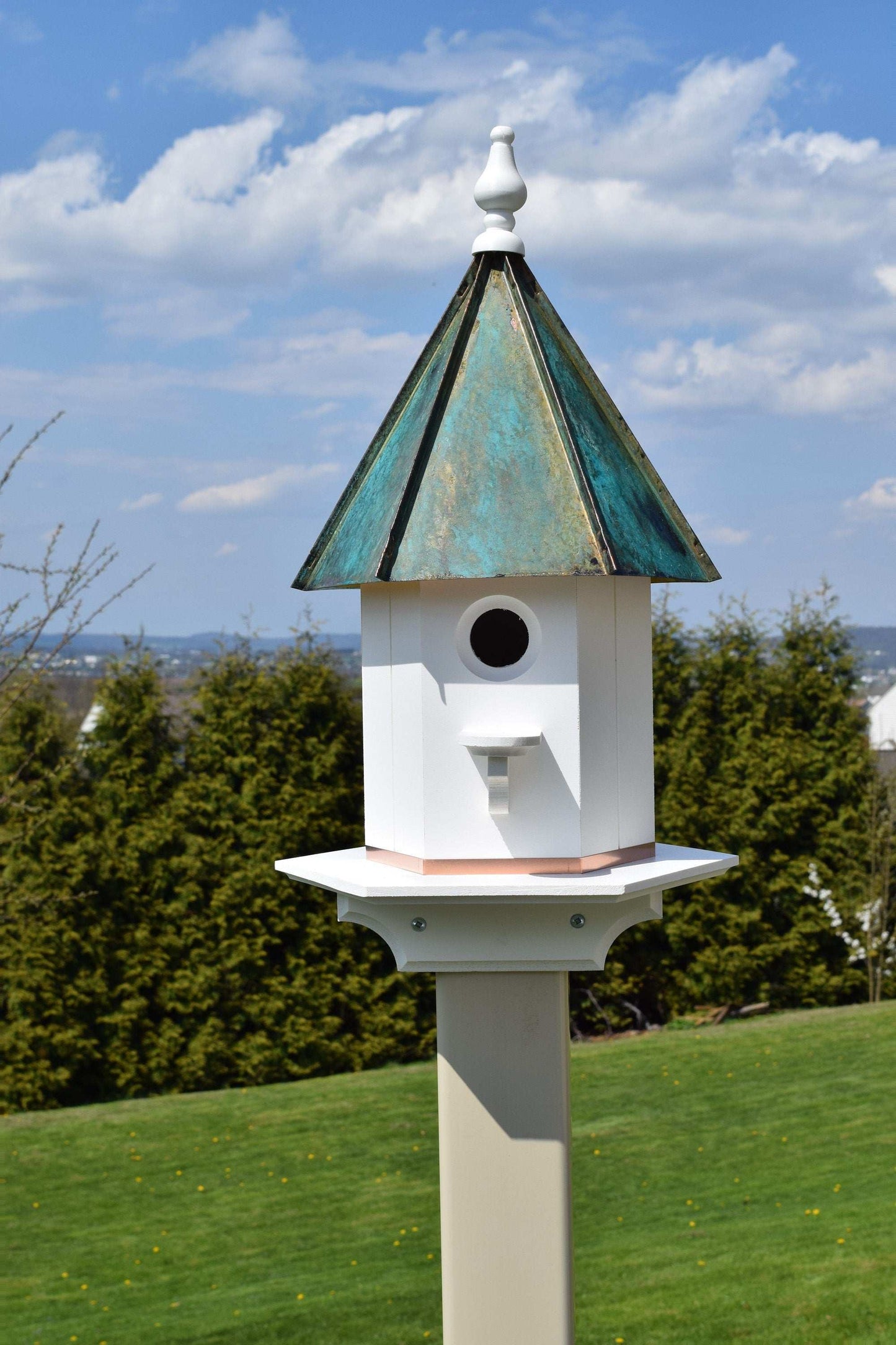 amish patina woodpecker birdhouse