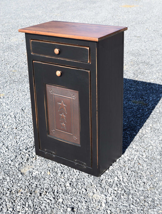 black and special walnut trash bin with tin door