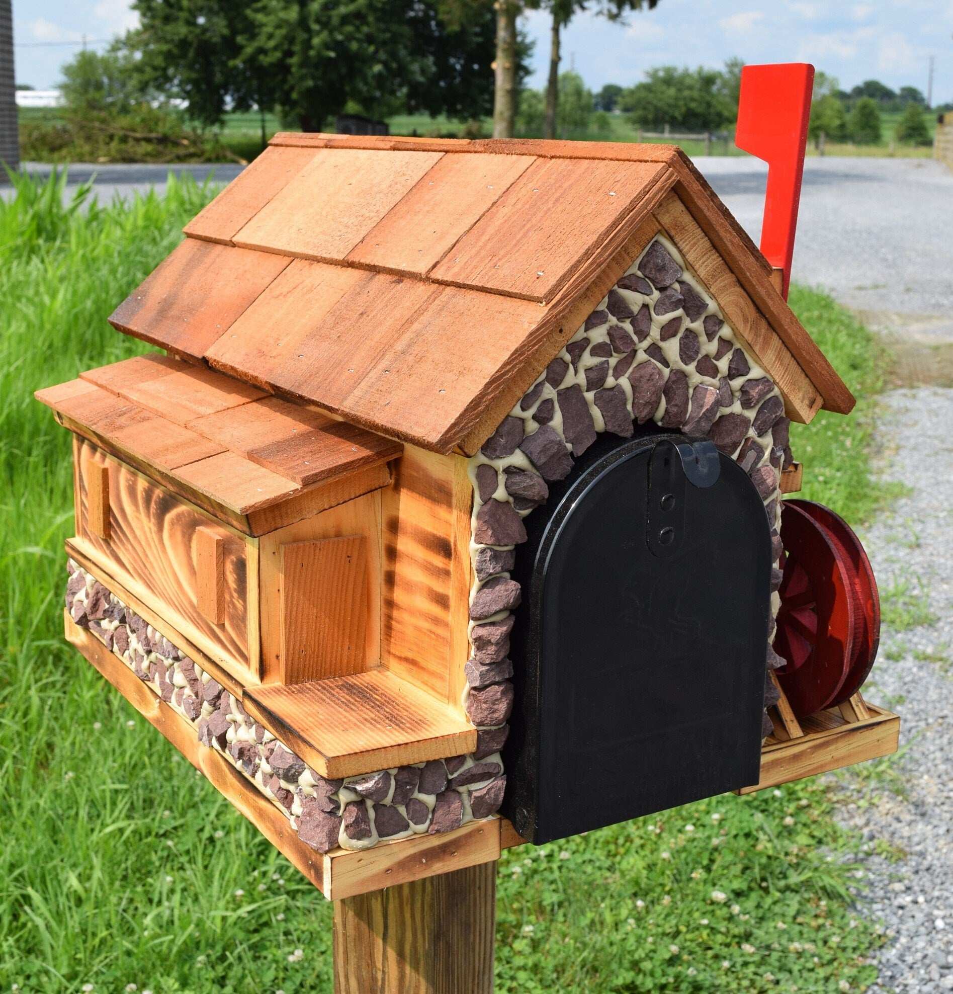 amish watermill stone house mailbox
