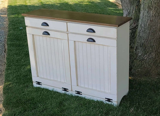 XL Amish Wooden Double Trash Bin (Standard Doors)