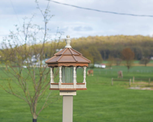 small poly spindle bird feeder birch and mahogany