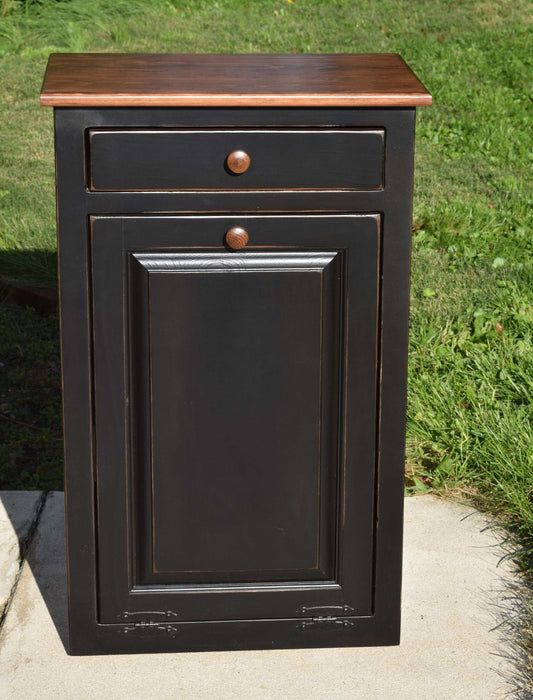 black and special walnut primitive trash bin