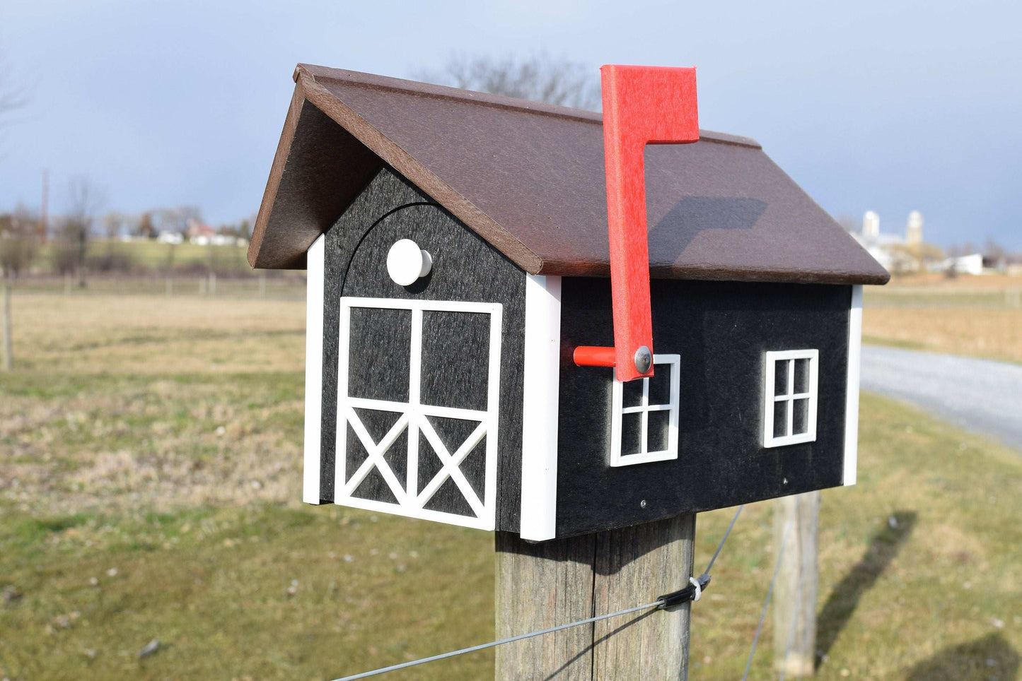 black white and brown mailbox