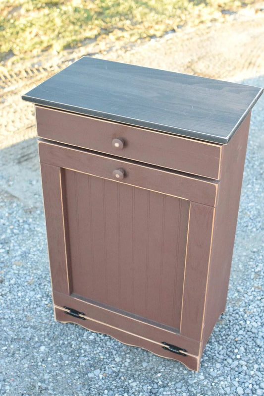burgundy red and black standard door amish trash bin