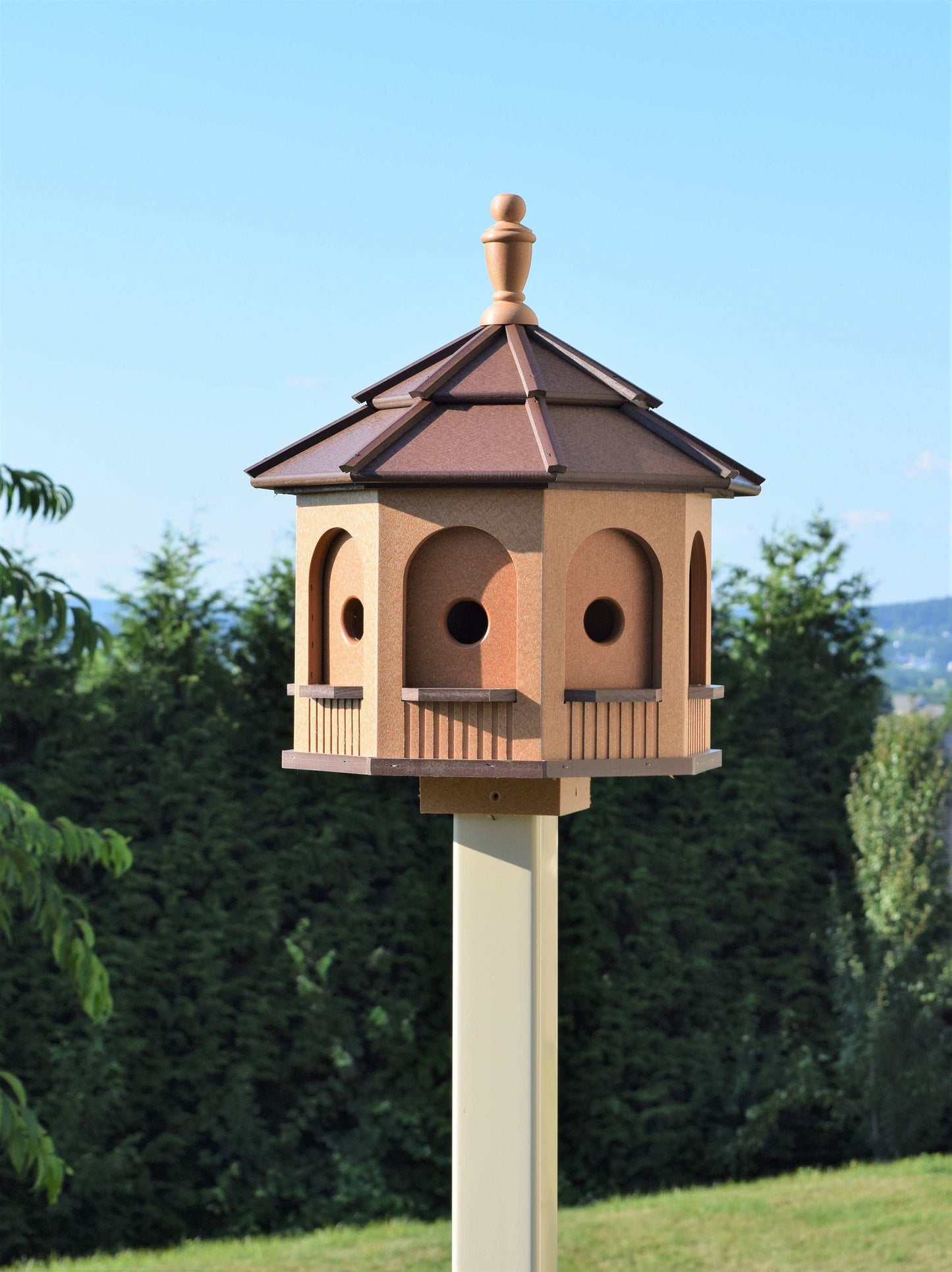 cedar and brown poly birdhouse