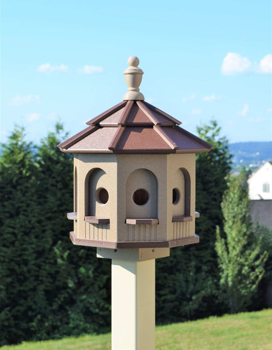 clay and brown small poly gazebo birdhouse