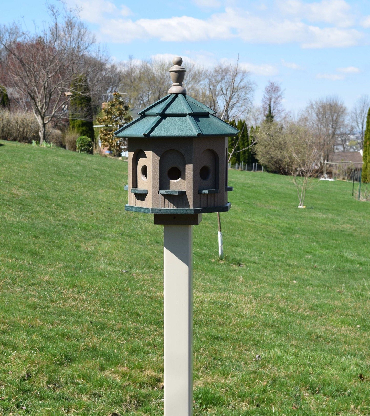 clay and green small poly gazebo birdhouse