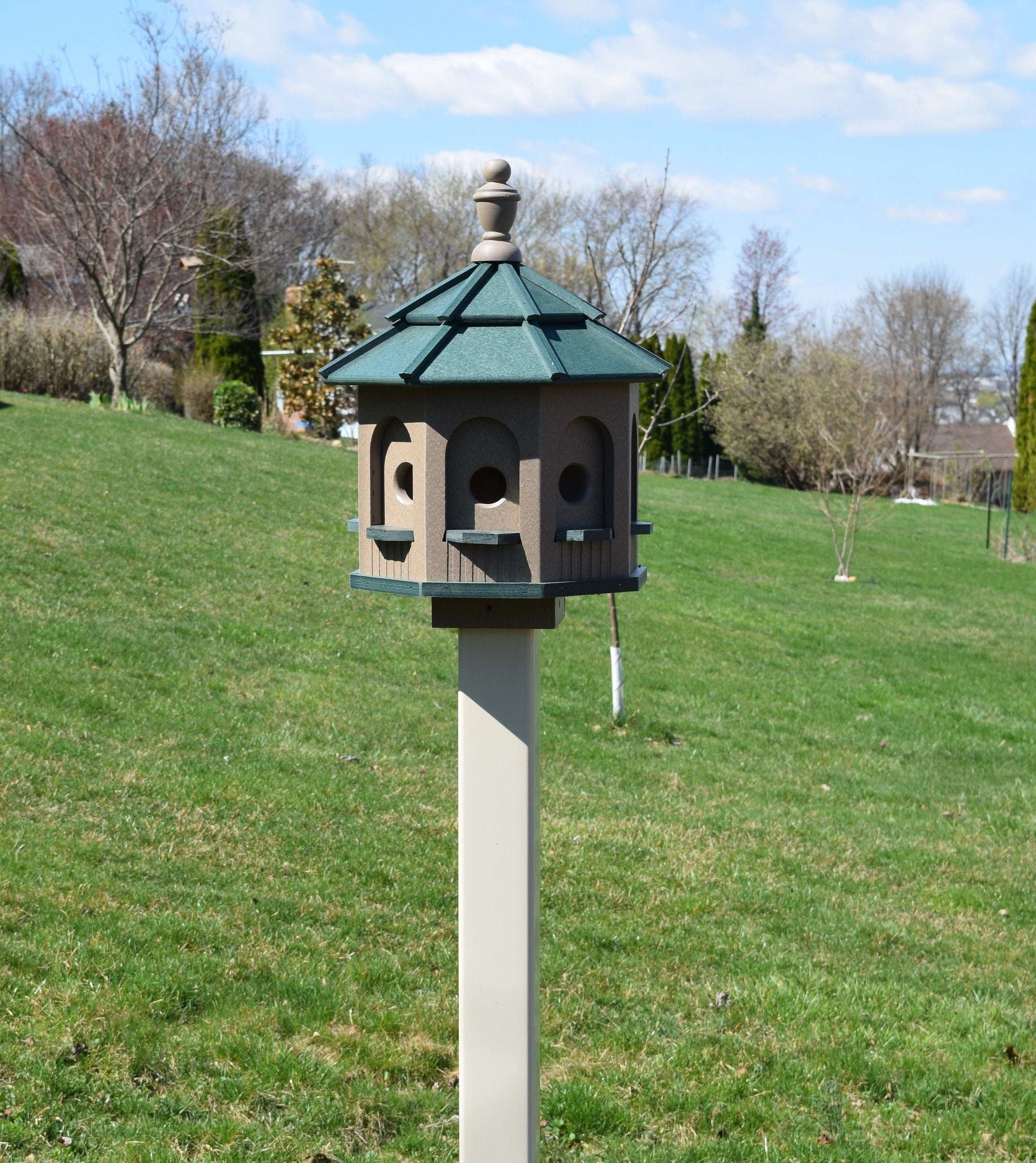 clay and green small poly gazebo birdhouse