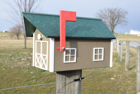 clay white and green poly mailbox