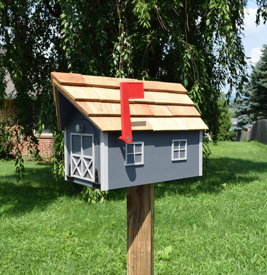 amish mailbox dark grey and light grey