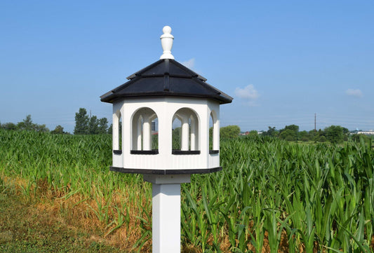 deluxe large poly octagon bird feeder white and black