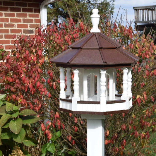 deluxe large poly spindle bird feeder white and brown