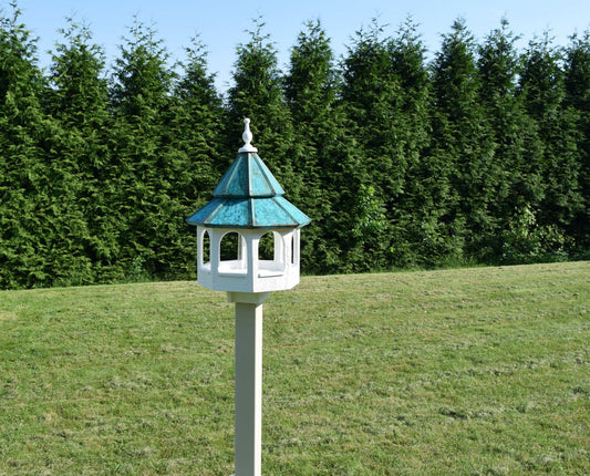 double roof arched patina bird feeder