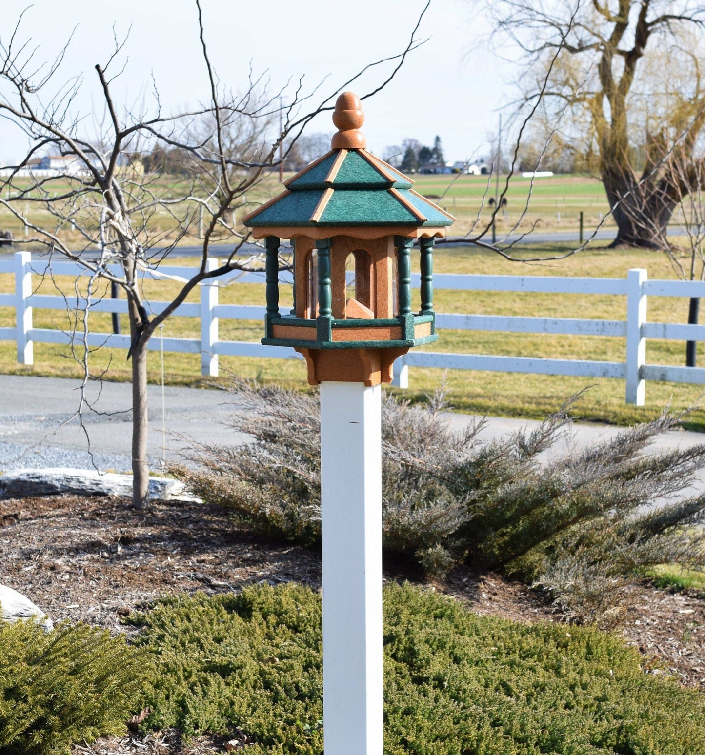 cedar and green extra small poly gazebo bird feeder