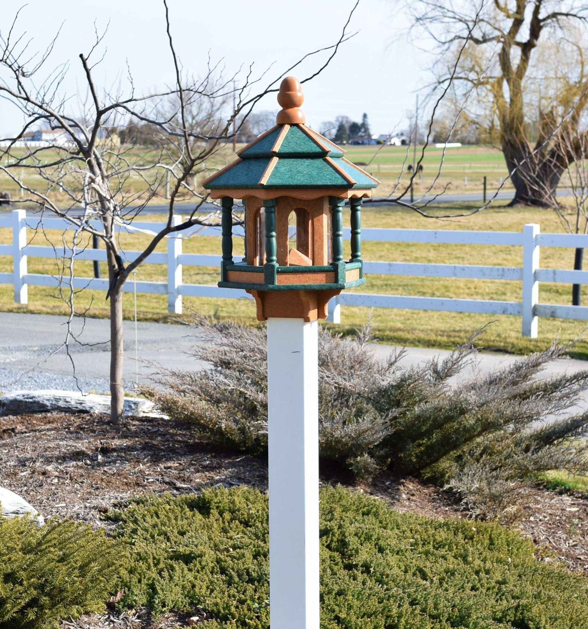 cedar and green extra small poly gazebo bird feeder