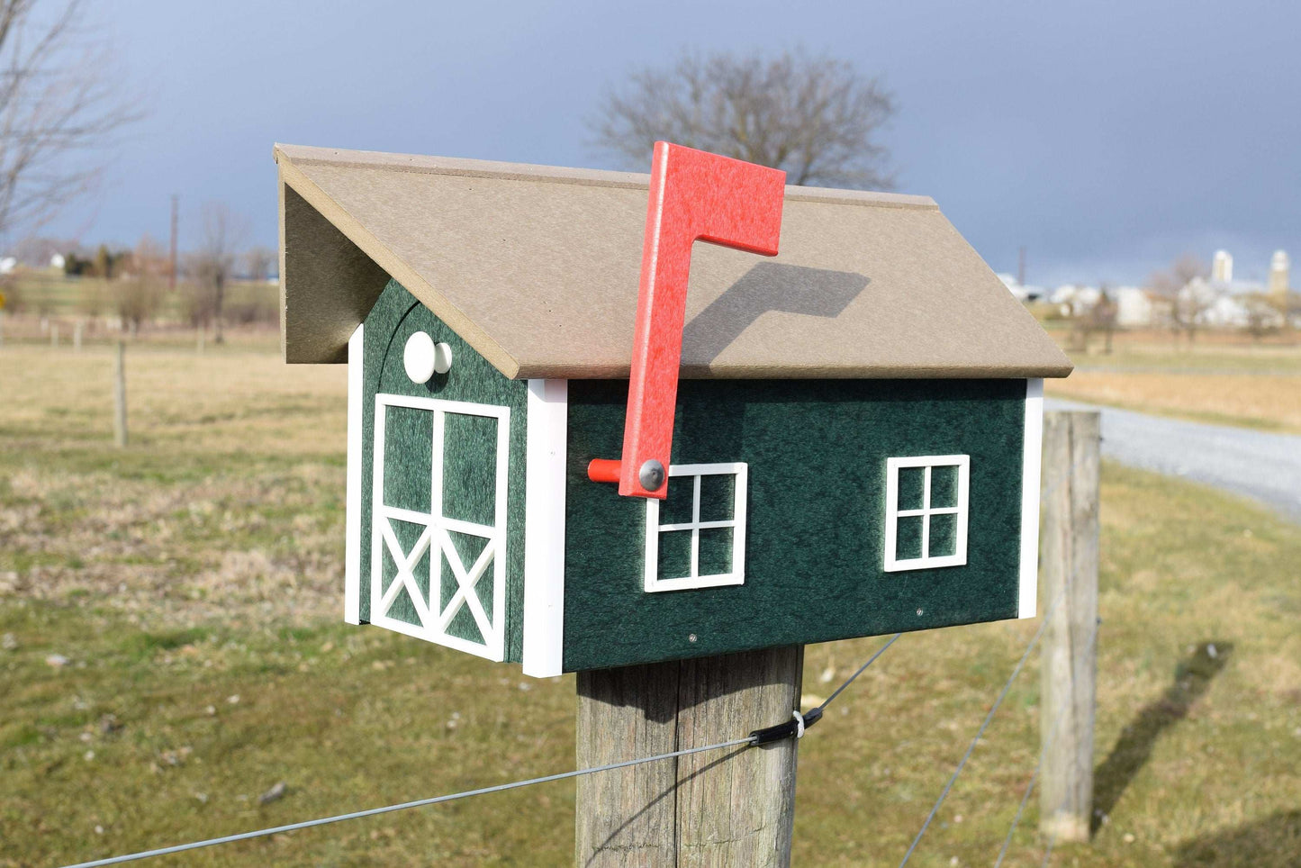 green white and clay mailbox