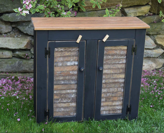 black and modern walnut hallway cabinet