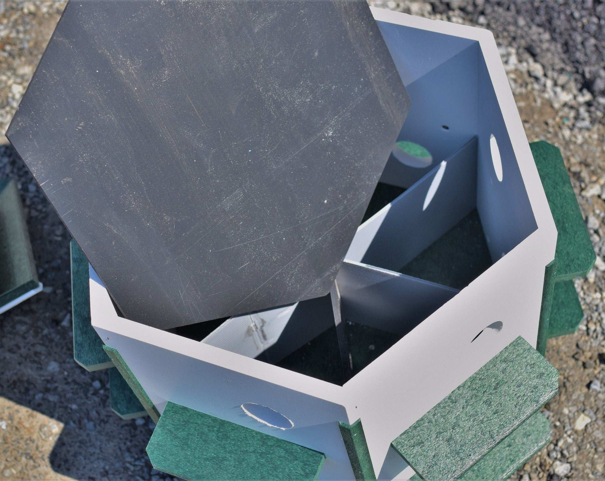 inside look of martin birdhouse