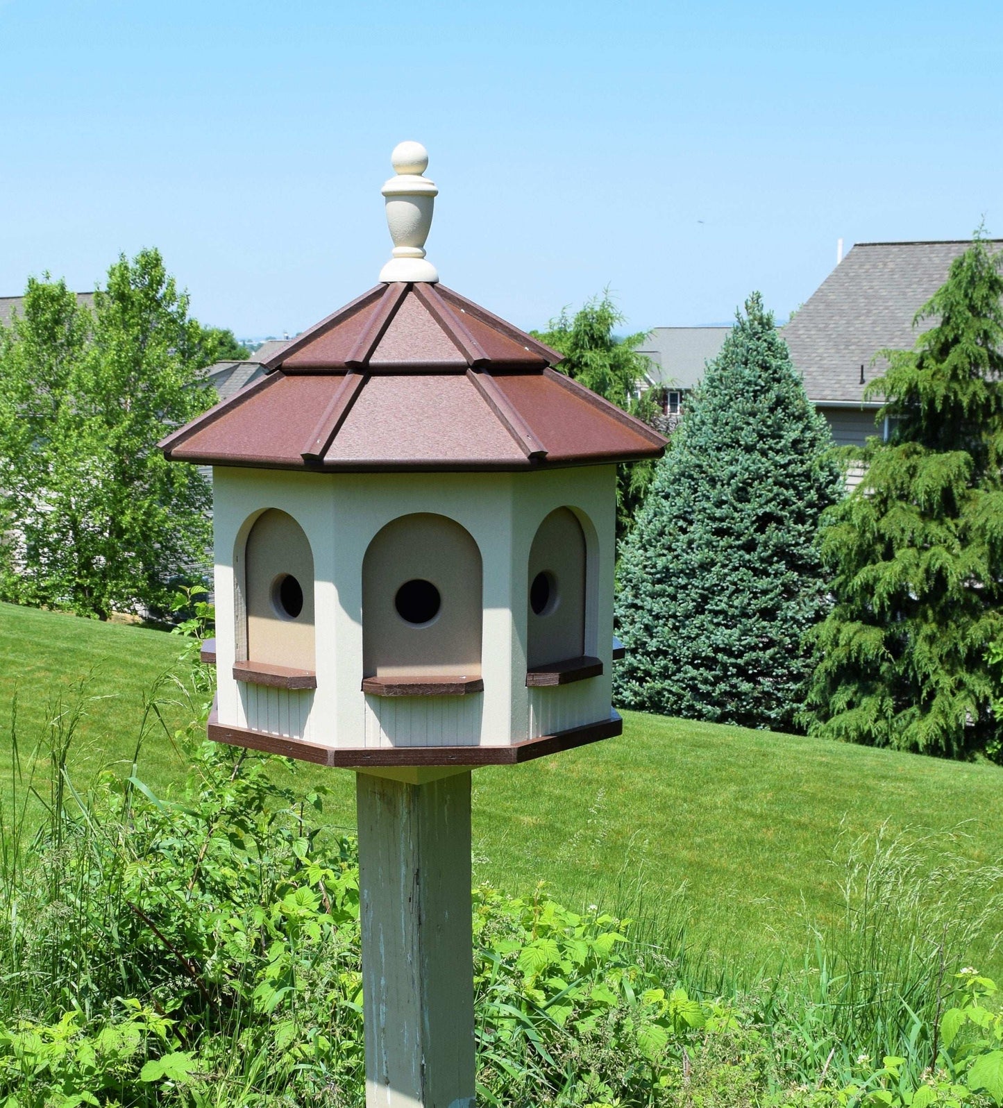 ivory and brown poly birdhouse