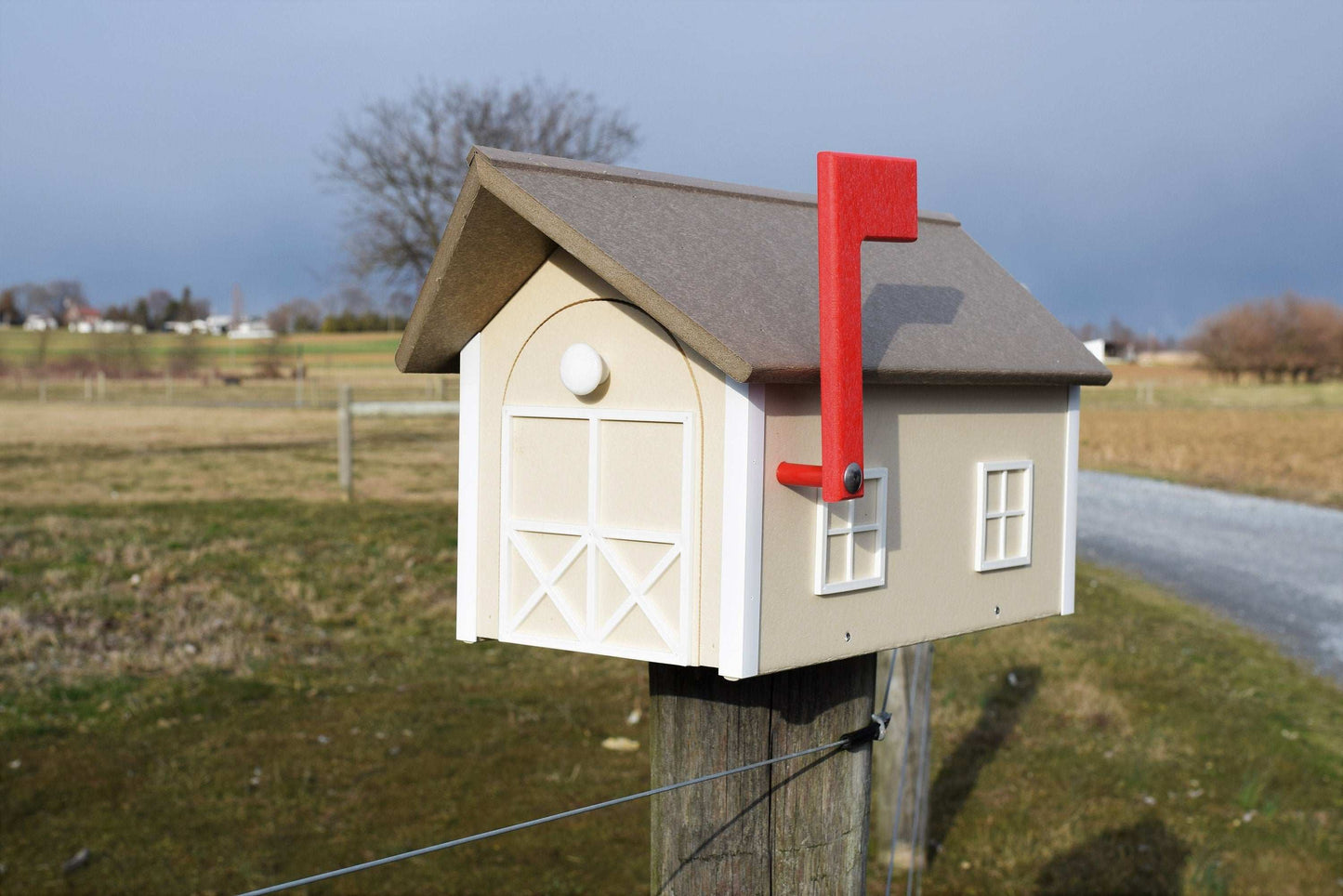 ivory white and clay poly mailbox