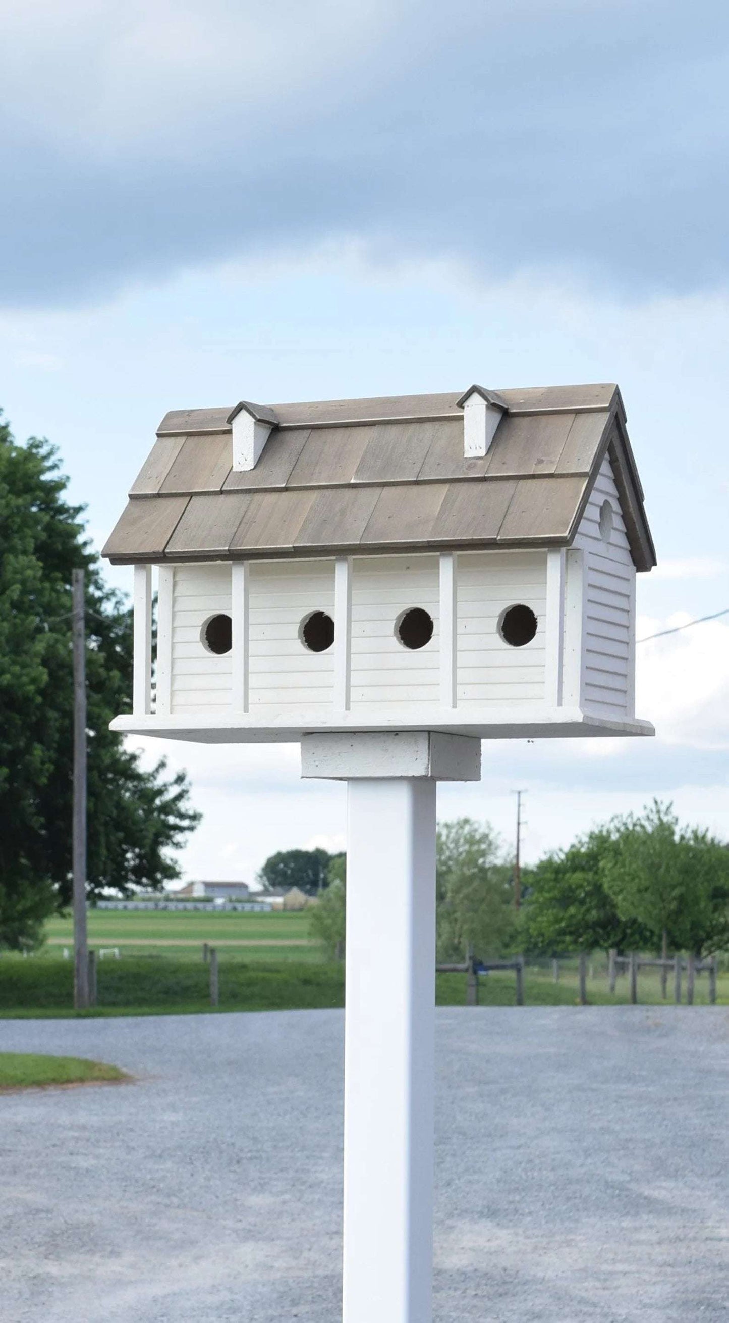 large plantation birdhouse white and brown