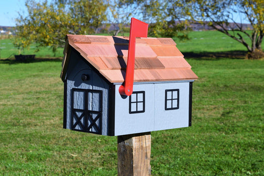 light blue and black amish mailbox