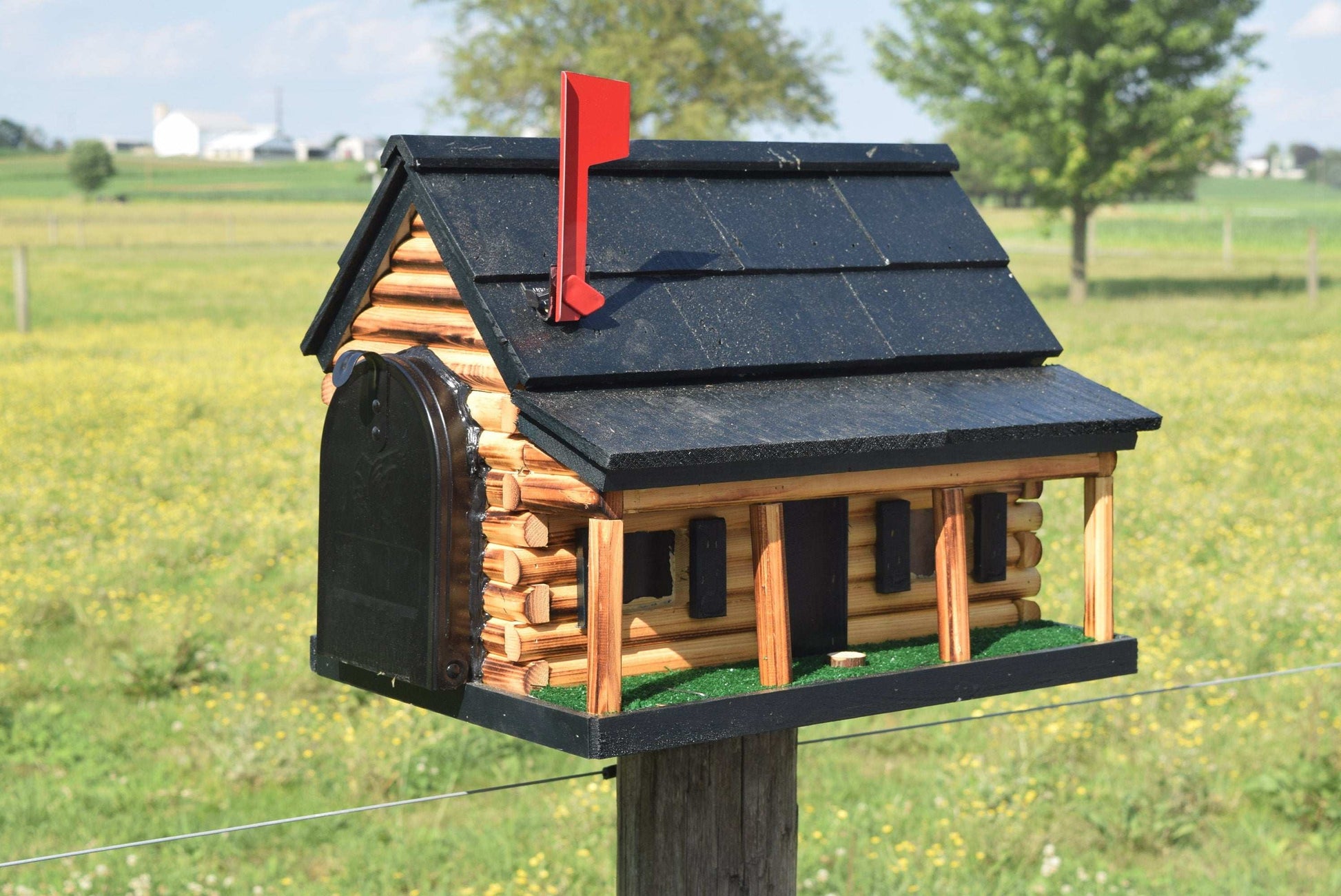 log cabin mailbox black