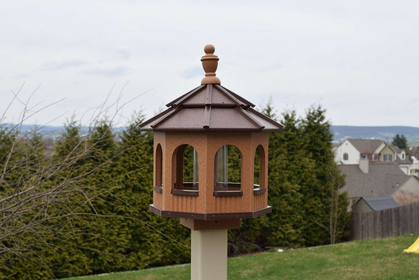large octagon gazebo bird feeder cedar and brown