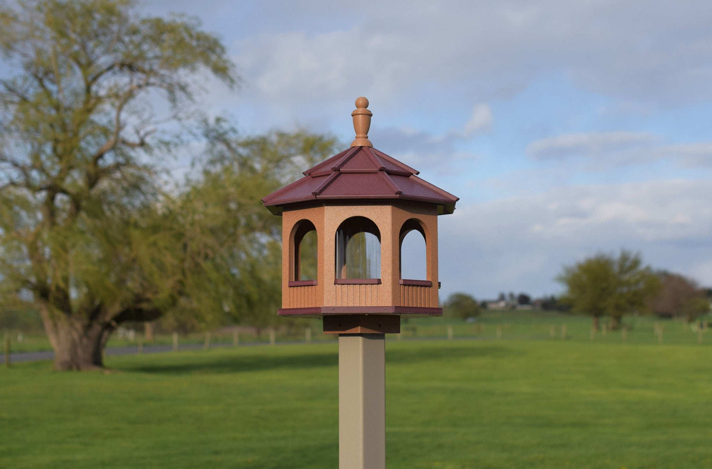 large octagon gazebo bird feeder cedar and burgundy