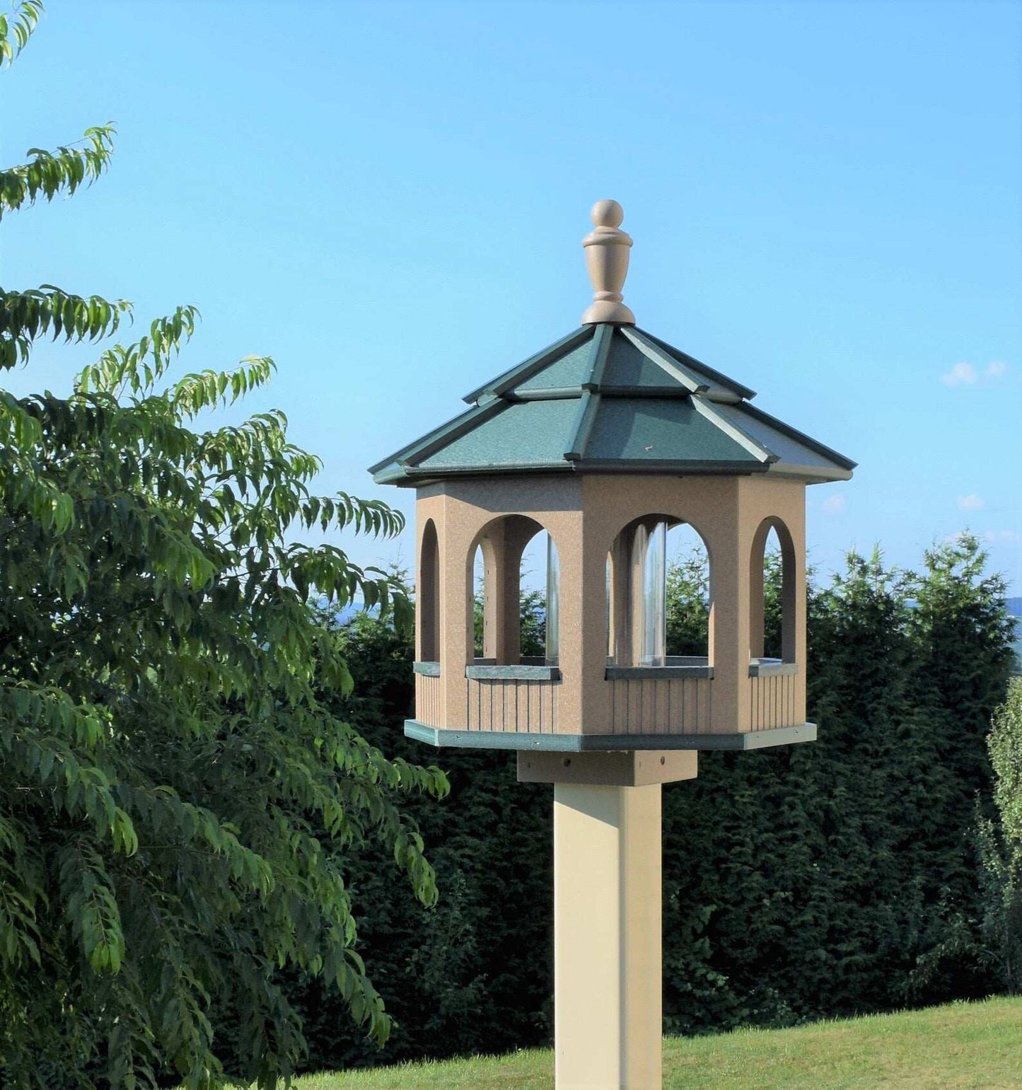 large octagon gazebo bird feeder clay and green