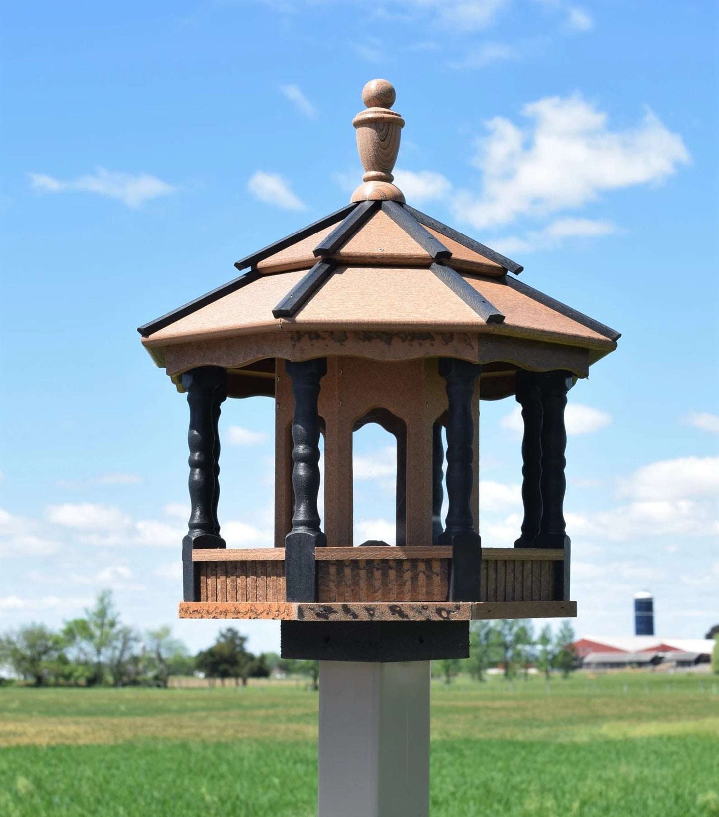 large poly spindle bird feeder deluxe black and mahogany