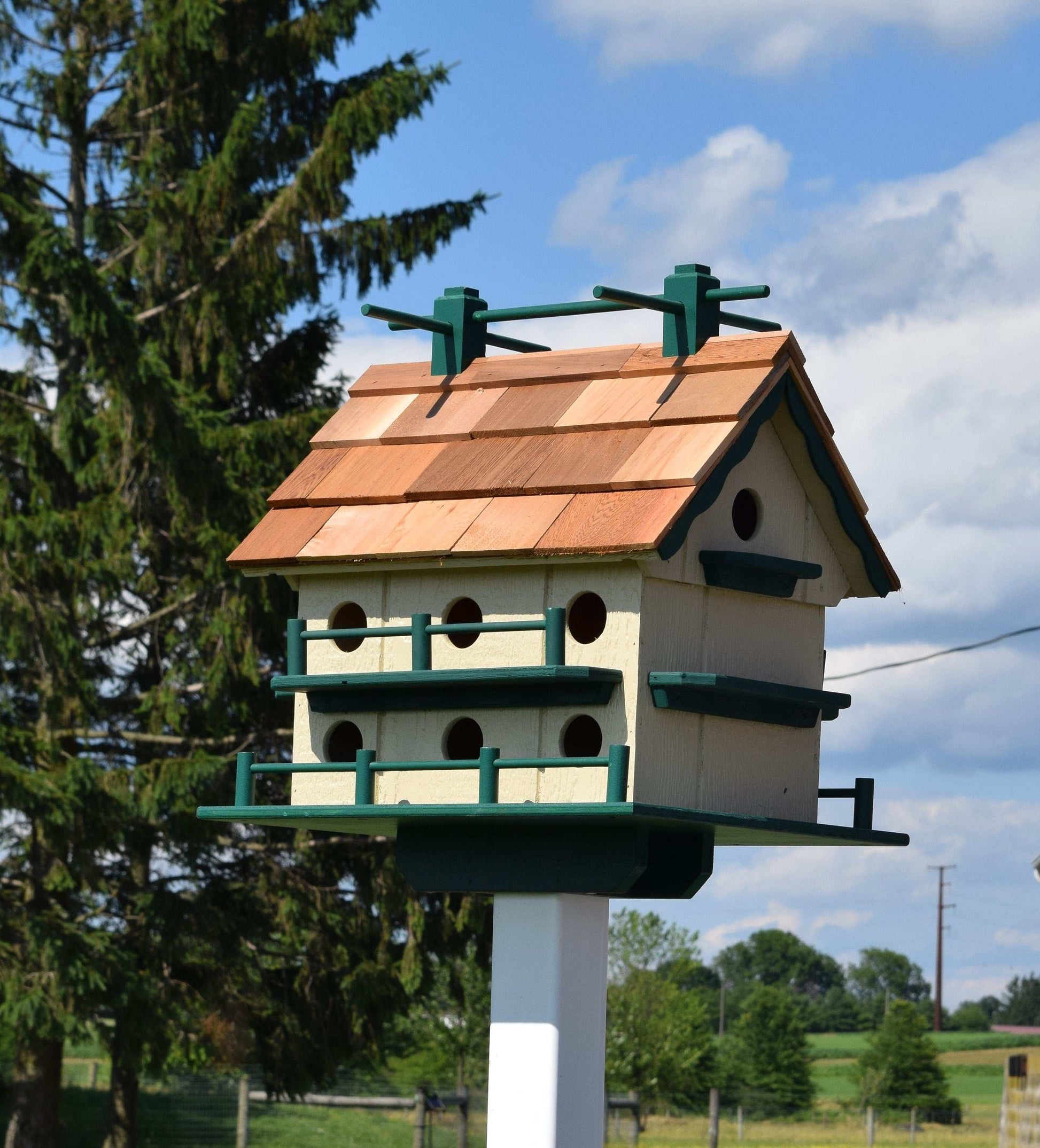 martin birdhouse beige and green