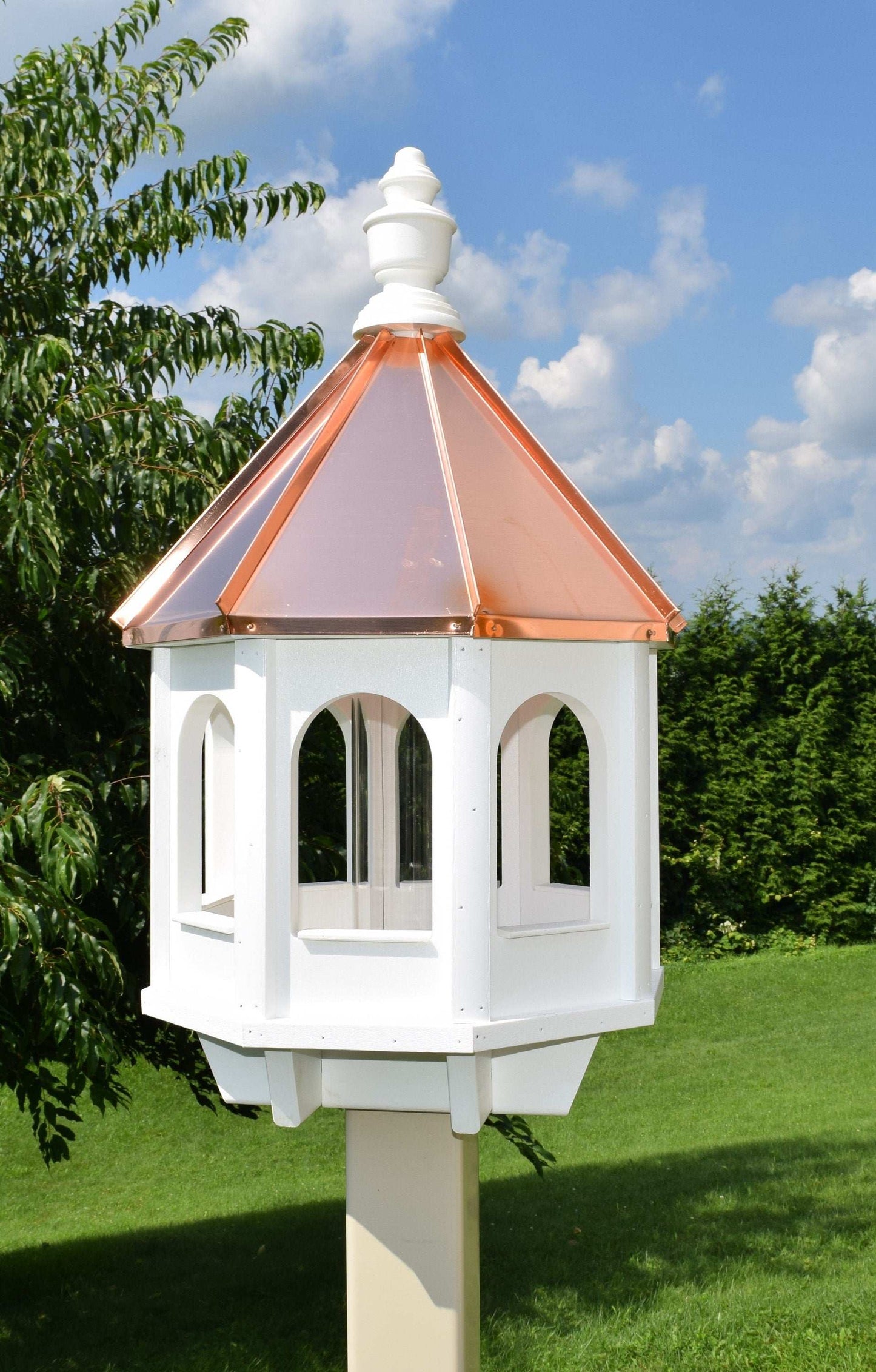 octagon vinyl and copper bird feeder