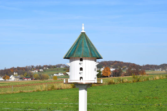 patina roof castle birdhouse