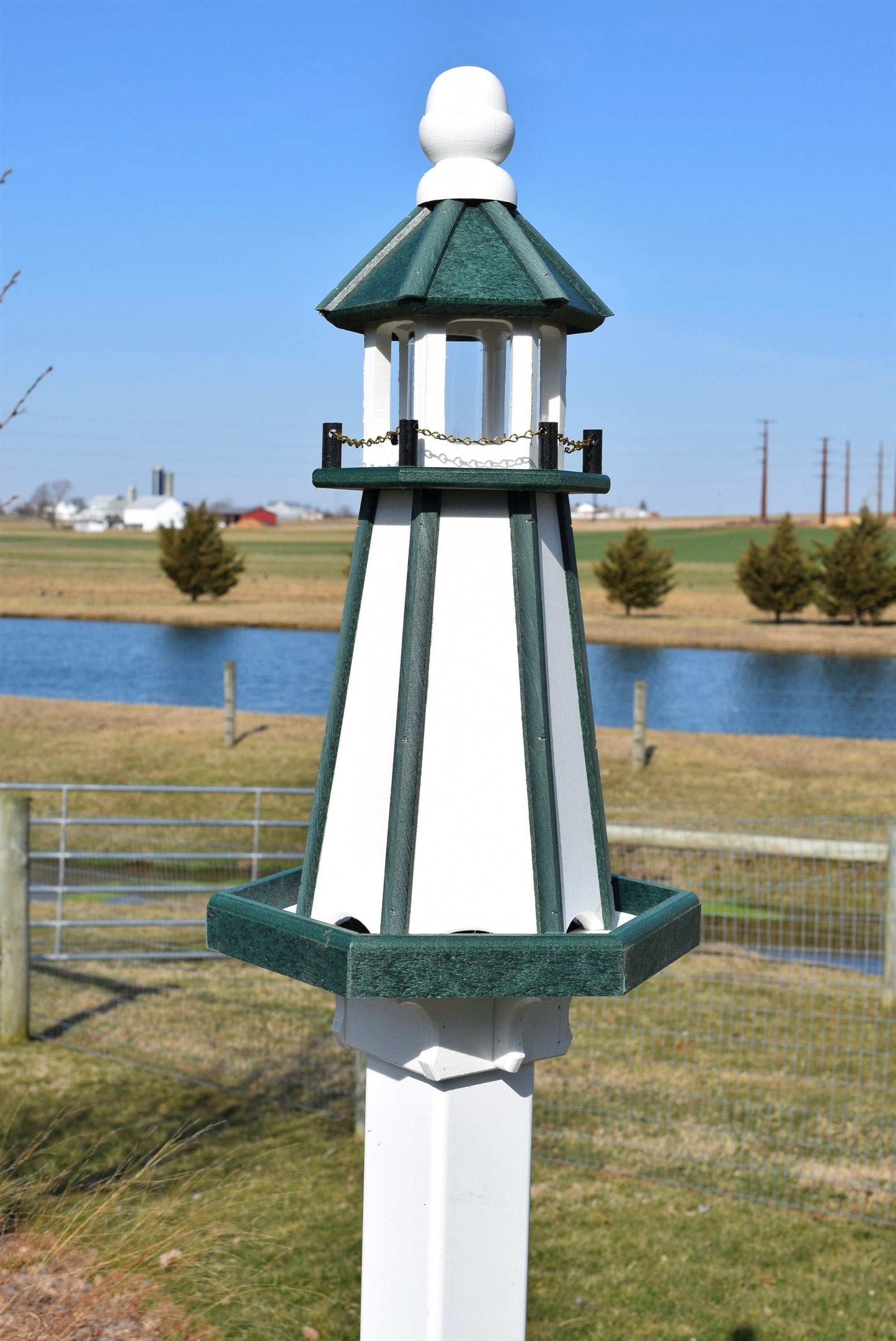 lighthouse poly bird feeder white and green