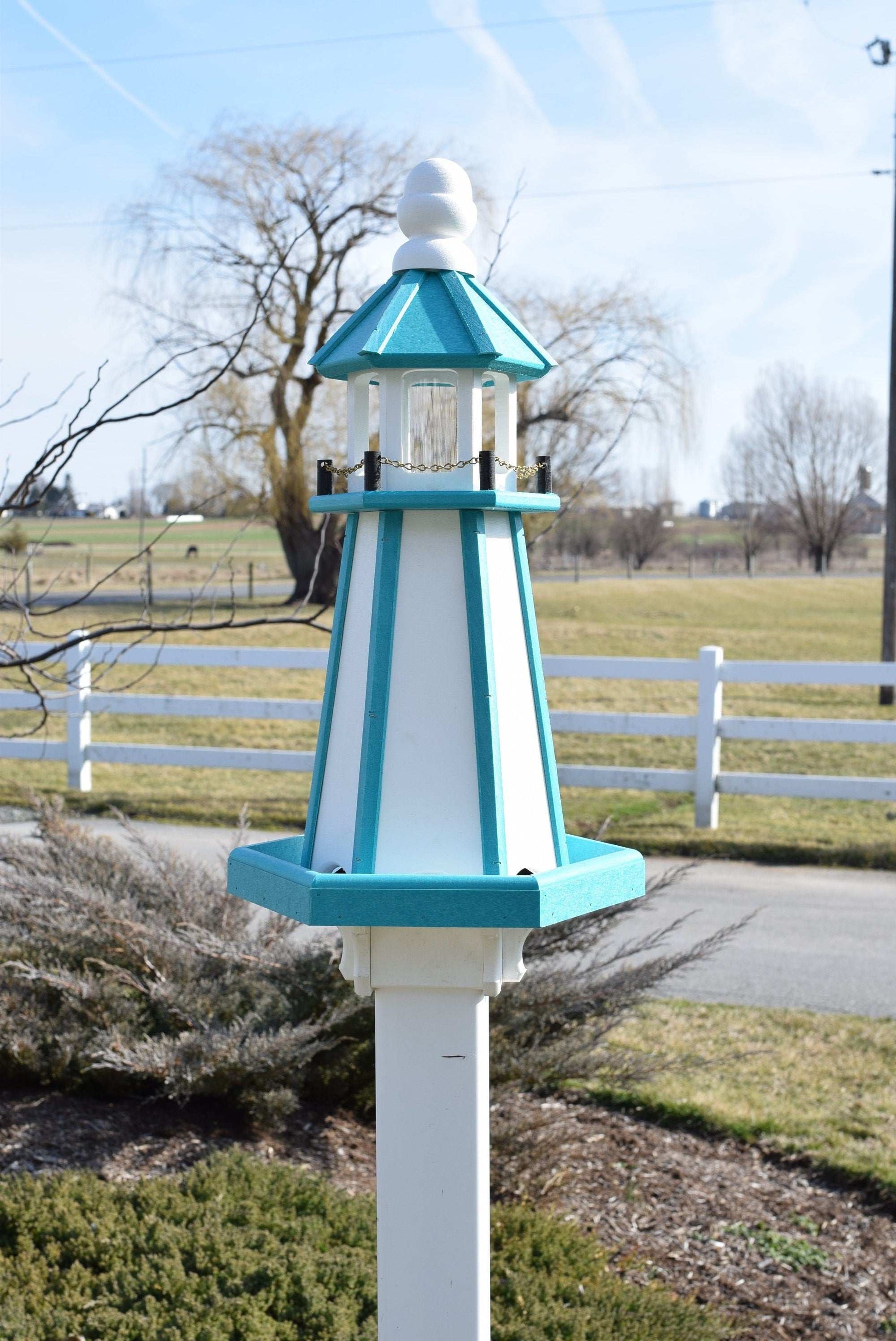 poly lighthouse white and teal