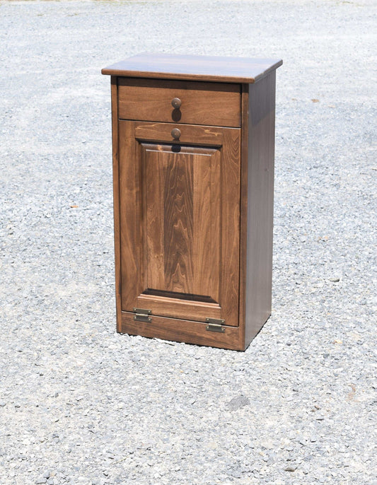 poplar wood modern walnut trash bin