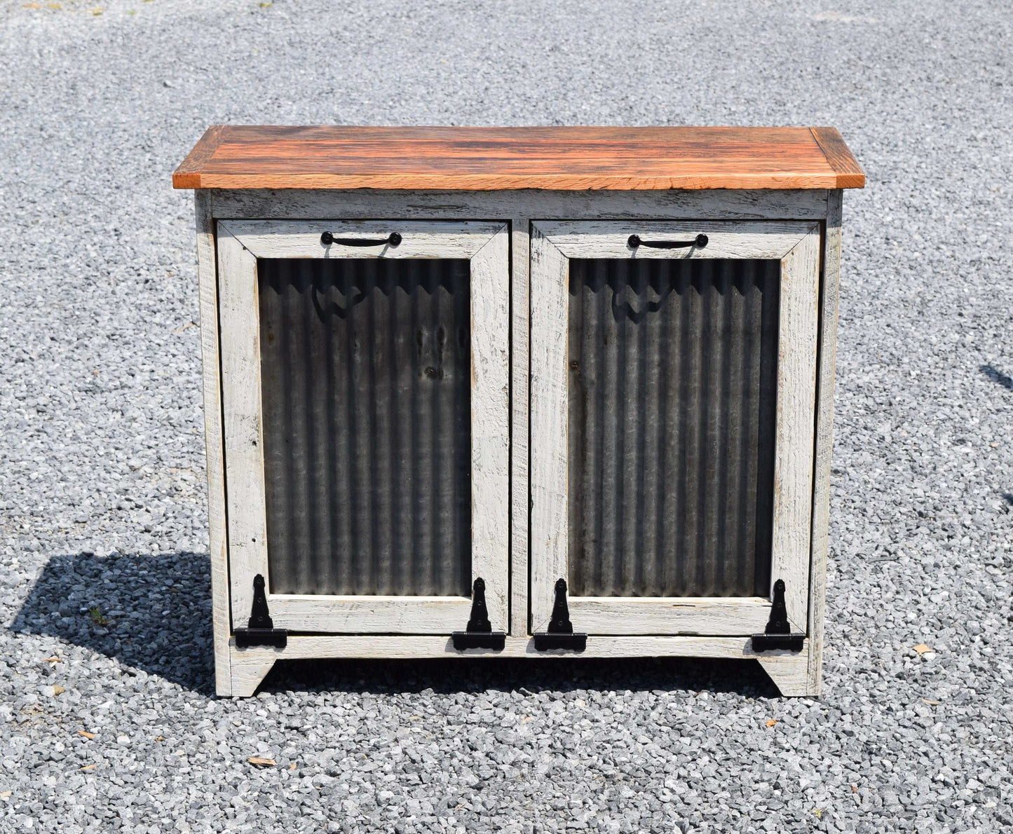 reclaimed double trash bin