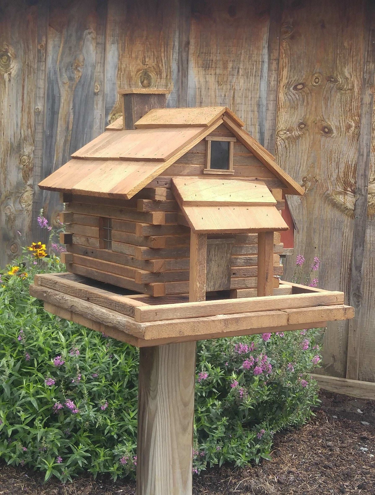 xl log cabin bird feeder