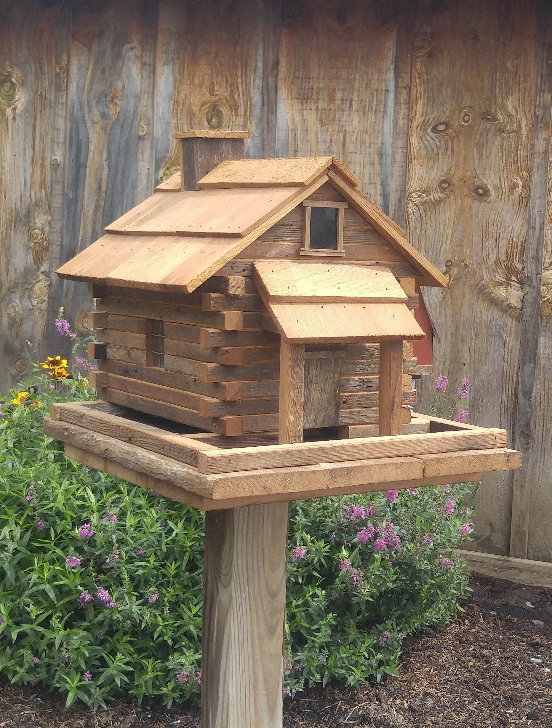 xl log cabin bird feeder