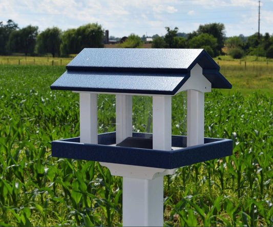 rectangle poly bird feeder white and blue