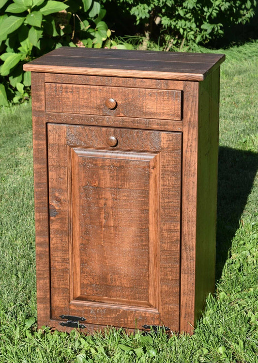 rustic special walnut amish trash bin
