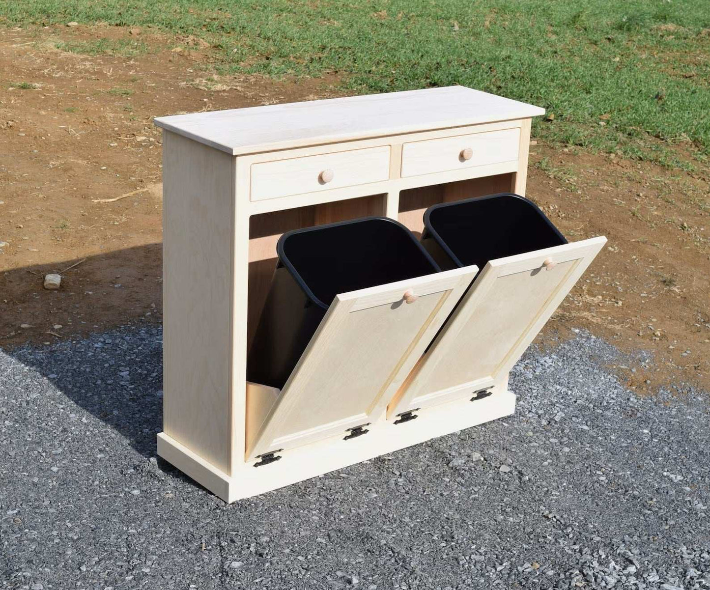 shaker door unfinished double trash bin