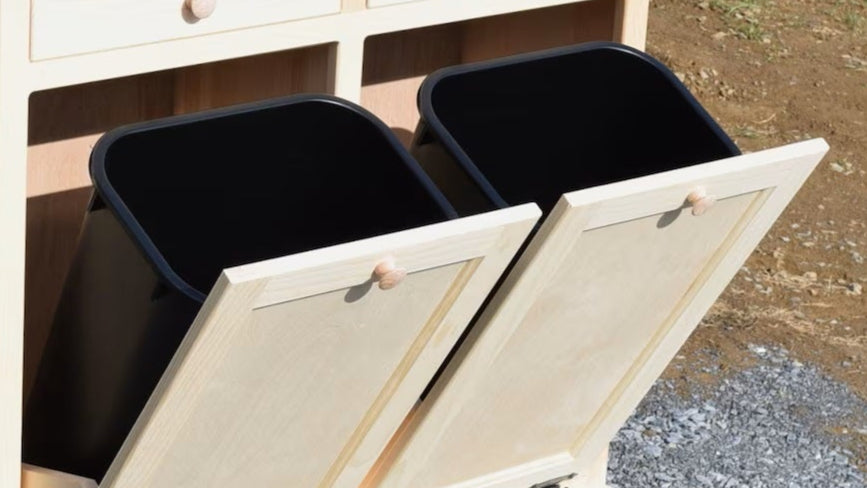 shaker doors for unfinished double trash bin