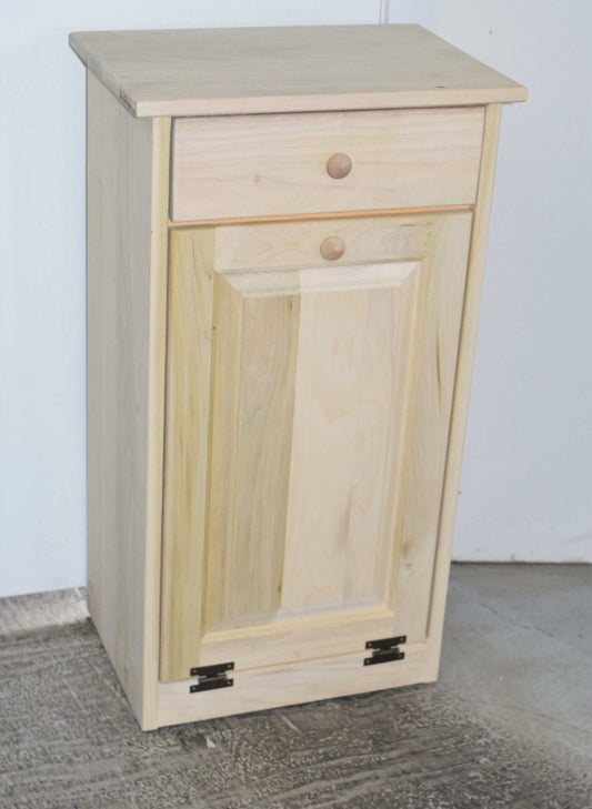 slim unfinished amish trash bin